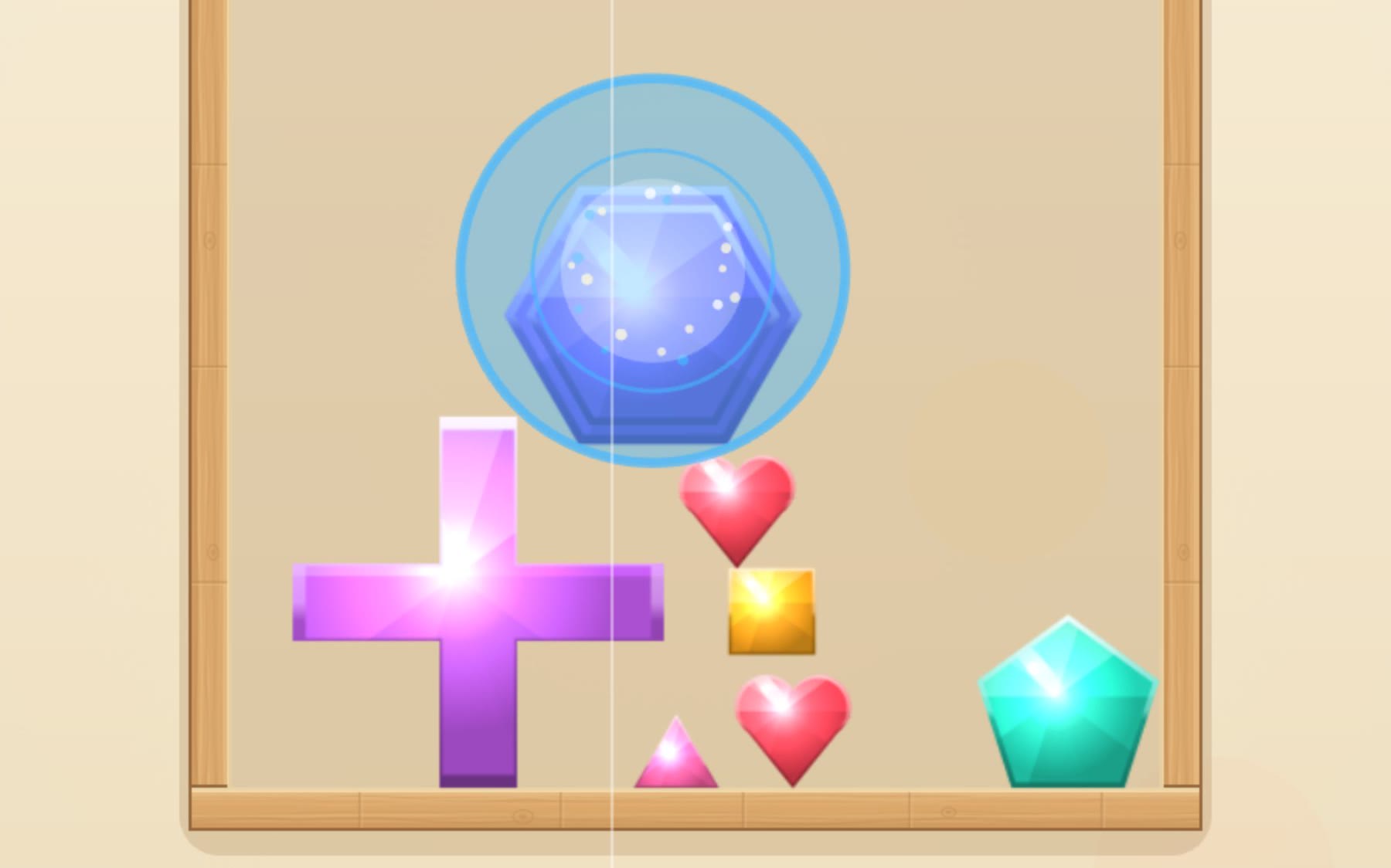shmerge: glossy shapes merging in a drop container, suika-style